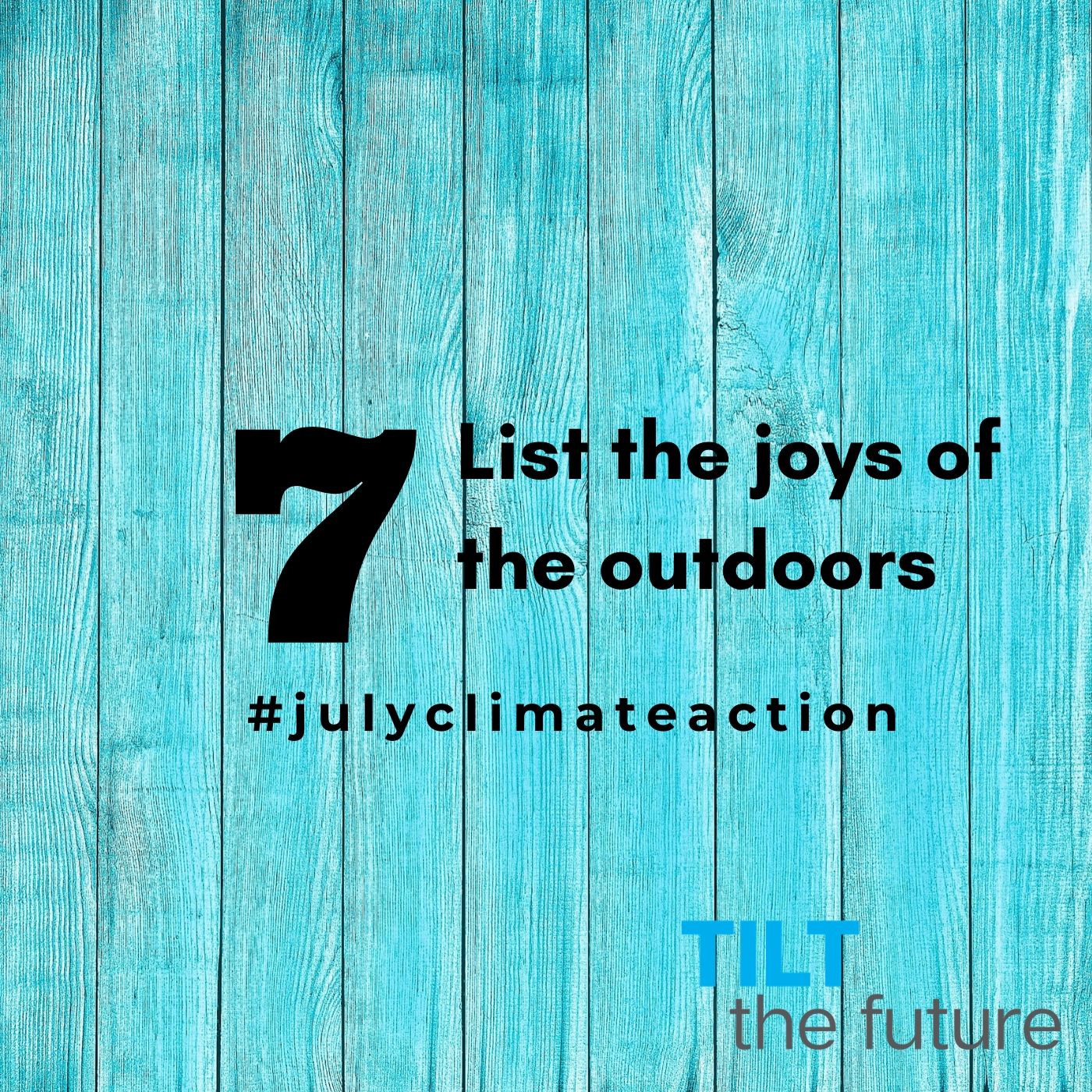 list 7 joys of the outdoors on blue fencing